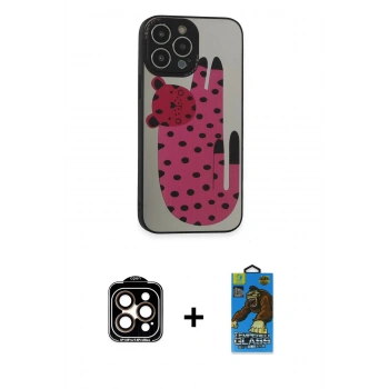 MARSİLYAN™- iPhone 14 Pro Max Kılıf Odak Klasik Serisi - Siyah 18D Cam Ekran Koruyucu + PVD Metal Kamera Lens - TU
