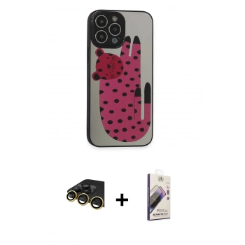 MARSİLYAN™- iPhone 14 Pro Max Kılıf Odak Klasik Serisi - Siyah Bilvis 3D Mat Cam Ekran Koruyucu + Raze Metal Kamera Lens - GD