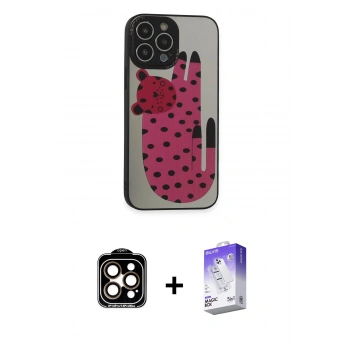 MARSİLYAN™- iPhone 14 Pro Max Kılıf Odak Klasik Serisi - Siyah Bilvis 5in1 3D Magic Cam Ekran Koruyucu + PVD Metal Kamera Lens - TU