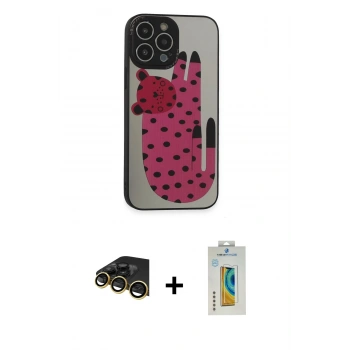 MARSİLYAN™- iPhone 14 Pro Max Kılıf Odak Klasik Serisi - Siyah Polymer Nano Ekran Koruyucu + Raze Metal Kamera Lens - GD