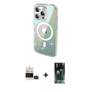 MARSİLYAN™- iPhone 14 Pro Max Kılıf Odak Modern Serisi - Şeffaf 360 Full Body Arka Koruyucu + Bilvis Titan Kamera Lens - SH