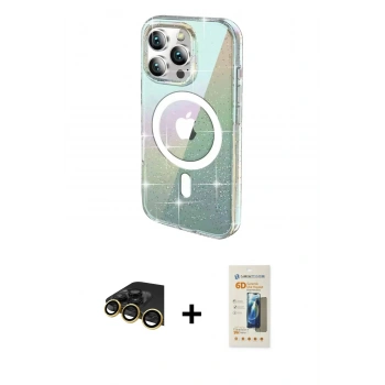 MARSİLYAN™- iPhone 14 Pro Max Kılıf Odak Modern Serisi - Siyah 6D Mat Seramik Hayalet Nano Ekran Koruyucu + Raze Metal Kamera Lens - GD