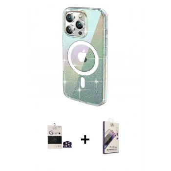 MARSİLYAN™- iPhone 14 Pro Max Kılıf Odak Modern Serisi - Siyah Bilvis 3D Mat Cam Ekran Koruyucu + Bilvis Titan Kamera Lens - GD