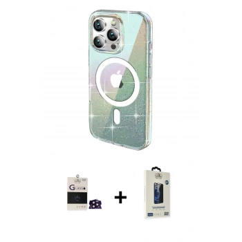 MARSİLYAN™- iPhone 14 Pro Max Kılıf Odak Modern Serisi - Siyah Bilvis Hayalet Cam Ekran Koruyucu + Bilvis Titan Kamera Lens - DNMR