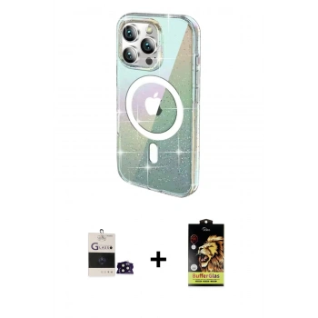 MARSİLYAN™- iPhone 14 Pro Max Kılıf Odak Modern Serisi - Siyah Buffer Cam Ekran Koruyucu + Bilvis Titan Kamera Lens - SH