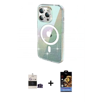 MARSİLYAN™- iPhone 14 Pro Max Kılıf Odak Modern Serisi - Siyah Buffer Hayalet Cam Ekran Koruyucu + Bilvis Titan Kamera Lens - SH