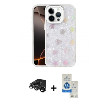 MARSİLYAN™- iPhone 14 Pro Max Kılıf Odak Prime - Şeffaf Royal Nano Ekran Koruyucu + Raze Metal Kamera Lens - GS