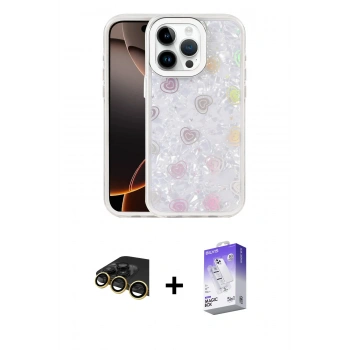 MARSİLYAN™- iPhone 14 Pro Max Kılıf Odak Prime - Siyah Bilvis 5in1 3D Magic Cam Ekran Koruyucu + Raze Metal Kamera Lens - GD