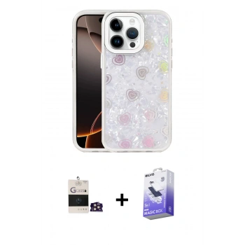 MARSİLYAN™- iPhone 14 Pro Max Kılıf Odak Prime - Siyah Bilvis 5in1 5D Magic Hayalet Cam Ekran Koruyucu + Bilvis Titan Kamera Lens - GD