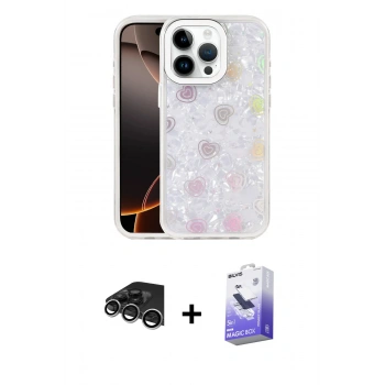 MARSİLYAN™- iPhone 14 Pro Max Kılıf Odak Prime - Siyah Bilvis 5in1 5D Magic Hayalet Cam Ekran Koruyucu + Raze Metal Kamera Lens - GS