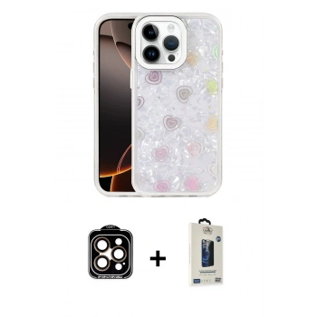 MARSİLYAN™- iPhone 14 Pro Max Kılıf Odak Prime - Siyah Bilvis Hayalet Cam Ekran Koruyucu + PVD Metal Kamera Lens - TU