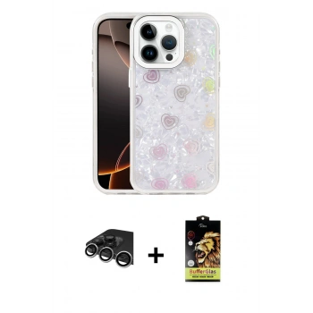 MARSİLYAN™- iPhone 14 Pro Max Kılıf Odak Prime - Siyah Buffer Cam Ekran Koruyucu + Raze Metal Kamera Lens - GS