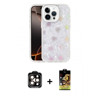 MARSİLYAN™- iPhone 14 Pro Max Kılıf Odak Prime - Siyah Buffer Cam Ekran Koruyucu + PVD Metal Kamera Lens - TU