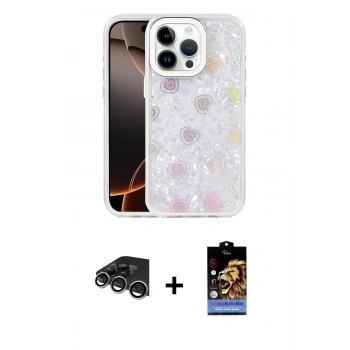 MARSİLYAN™- iPhone 14 Pro Max Kılıf Odak Prime - Siyah Buffer Hayalet Cam Ekran Koruyucu + Raze Metal Kamera Lens - GS