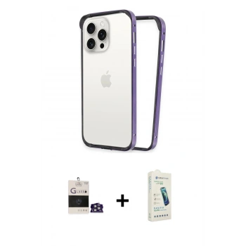 MARSİLYAN™- iPhone 14 Pro Max Kılıf Pusula Asil Koleksiyonu - Şeffaf Pasifik Cam Ekran Koruyucu + Bilvis Titan Kamera Lens - GS