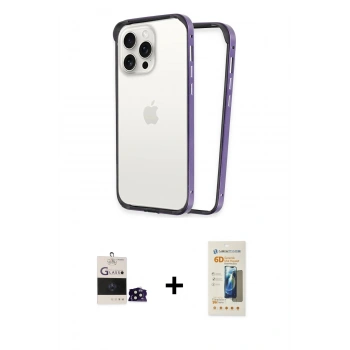 MARSİLYAN™- iPhone 14 Pro Max Kılıf Pusula Asil Koleksiyonu - Siyah 6D Mat Seramik Hayalet Nano Ekran Koruyucu + Bilvis Titan Kamera Lens - SH