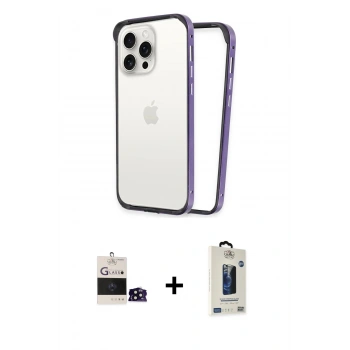 MARSİLYAN™- iPhone 14 Pro Max Kılıf Pusula Asil Koleksiyonu - Siyah Bilvis Hayalet Cam Ekran Koruyucu + Bilvis Titan Kamera Lens - SH