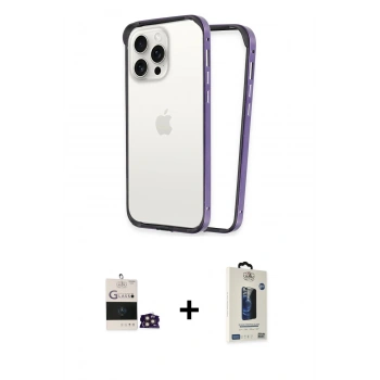 MARSİLYAN™- iPhone 14 Pro Max Kılıf Pusula Asil Koleksiyonu - Siyah Bilvis Hayalet Cam Ekran Koruyucu + Bilvis Titan Kamera Lens - GD