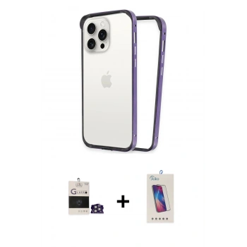 MARSİLYAN™- iPhone 14 Pro Max Kılıf Pusula Asil Koleksiyonu - Siyah Joko 5D Cam + Bilvis Titan Kamera Lens - GS