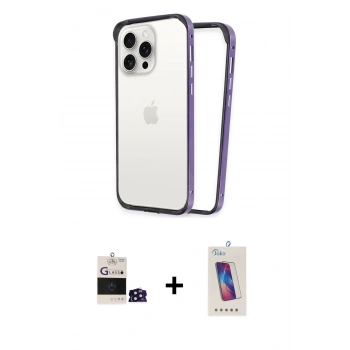 MARSİLYAN™- iPhone 14 Pro Max Kılıf Pusula Asil Koleksiyonu - Siyah Joko 5D Cam + Bilvis Titan Kamera Lens - DNMR
