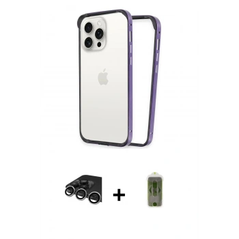MARSİLYAN™- iPhone 14 Pro Max Kılıf Pusula Asil Koleksiyonu - Siyah Joko Magic 5D Hayalet Cam + Raze Metal Kamera Lens - GS