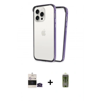 MARSİLYAN™- iPhone 14 Pro Max Kılıf Pusula Asil Koleksiyonu - Siyah Joko Magic 5D Hayalet Cam + Bilvis Titan Kamera Lens - SH