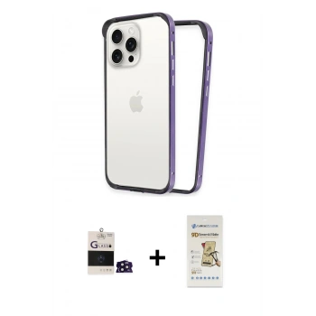 MARSİLYAN™- iPhone 14 Pro Max Kılıf Pusula Asil Koleksiyonu - Siyah Mat Seramik Nano Ekran Koruyucu + Bilvis Titan Kamera Lens - DNMR
