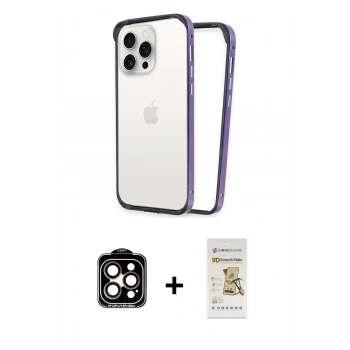 MARSİLYAN™- iPhone 14 Pro Max Kılıf Pusula Asil Koleksiyonu - Siyah Mat Seramik Nano Ekran Koruyucu + PVD Metal Kamera Lens - TU