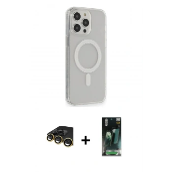 MARSİLYAN™- iPhone 14 Pro Max Kılıf Pusula Çizgi Koleksiyonu - Şeffaf 360 Full Body Arka Koruyucu + Raze Metal Kamera Lens - GD