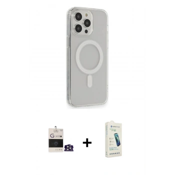 MARSİLYAN™- iPhone 14 Pro Max Kılıf Pusula Çizgi Koleksiyonu - Şeffaf Pasifik Cam Ekran Koruyucu + Bilvis Titan Kamera Lens - GS