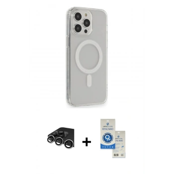 MARSİLYAN™- iPhone 14 Pro Max Kılıf Pusula Çizgi Koleksiyonu - Şeffaf Royal Nano Ekran Koruyucu + Raze Metal Kamera Lens - GS
