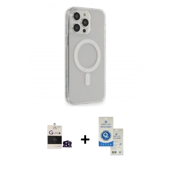 MARSİLYAN™- iPhone 14 Pro Max Kılıf Pusula Çizgi Koleksiyonu - Şeffaf Royal Nano Ekran Koruyucu + Bilvis Titan Kamera Lens - SH