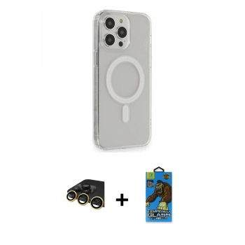 MARSİLYAN™- iPhone 14 Pro Max Kılıf Pusula Çizgi Koleksiyonu - Siyah 18D Cam Ekran Koruyucu + Raze Metal Kamera Lens - GD
