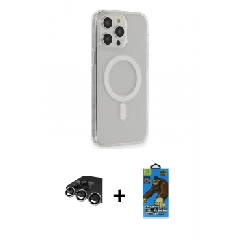 MARSİLYAN™- iPhone 14 Pro Max Kılıf Pusula Çizgi Koleksiyonu - Siyah 18D Cam Ekran Koruyucu + Raze Metal Kamera Lens - GS