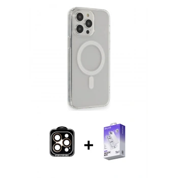 MARSİLYAN™- iPhone 14 Pro Max Kılıf Pusula Çizgi Koleksiyonu - Siyah Bilvis 5in1 3D Magic Cam Ekran Koruyucu + PVD Metal Kamera Lens - TU