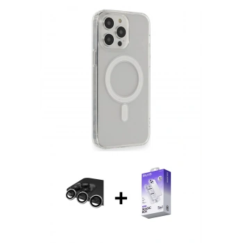MARSİLYAN™- iPhone 14 Pro Max Kılıf Pusula Çizgi Koleksiyonu - Siyah Bilvis 5in1 3D Magic Cam Ekran Koruyucu + Raze Metal Kamera Lens - GS