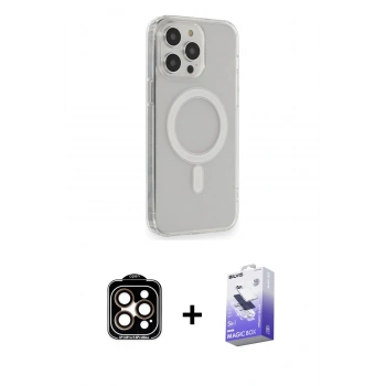MARSİLYAN™- iPhone 14 Pro Max Kılıf Pusula Çizgi Koleksiyonu - Siyah Bilvis 5in1 5D Magic Hayalet Cam Ekran Koruyucu + PVD Metal Kamera Lens - TU