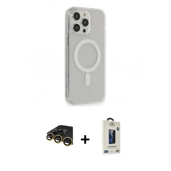 MARSİLYAN™- iPhone 14 Pro Max Kılıf Pusula Çizgi Koleksiyonu - Siyah Bilvis Hayalet Cam Ekran Koruyucu + Raze Metal Kamera Lens - GD
