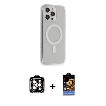 MARSİLYAN™- iPhone 14 Pro Max Kılıf Pusula Çizgi Koleksiyonu - Siyah Buffer Hayalet Cam Ekran Koruyucu + PVD Metal Kamera Lens - TU