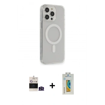 MARSİLYAN™- iPhone 14 Pro Max Kılıf Pusula Çizgi Koleksiyonu - Siyah Polymer Nano Ekran Koruyucu + Bilvis Titan Kamera Lens - DNMR