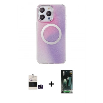 MARSİLYAN™- iPhone 14 Pro Max Kılıf Pusula Form - Şeffaf 360 Full Body Arka Koruyucu + Bilvis Titan Kamera Lens - SH