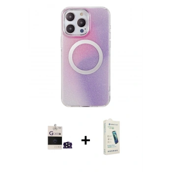 MARSİLYAN™- iPhone 14 Pro Max Kılıf Pusula Form - Şeffaf Pasifik Cam Ekran Koruyucu + Bilvis Titan Kamera Lens - DNMR