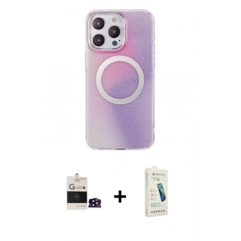 MARSİLYAN™- iPhone 14 Pro Max Kılıf Pusula Form - Şeffaf Pasifik Cam Ekran Koruyucu + Bilvis Titan Kamera Lens - SH