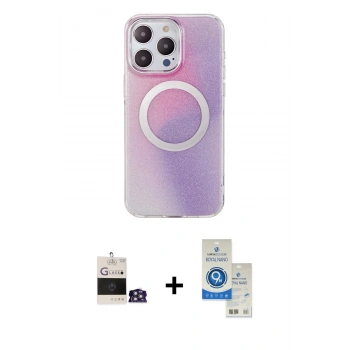 MARSİLYAN™- iPhone 14 Pro Max Kılıf Pusula Form - Şeffaf Royal Nano Ekran Koruyucu + Bilvis Titan Kamera Lens - GS