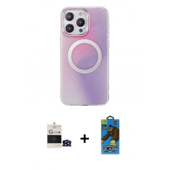 MARSİLYAN™- iPhone 14 Pro Max Kılıf Pusula Form - Siyah 18D Cam Ekran Koruyucu + Bilvis Titan Kamera Lens - SH