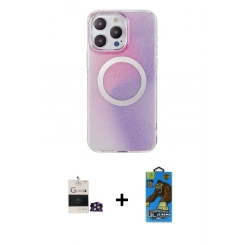 MARSİLYAN™- iPhone 14 Pro Max Kılıf Pusula Form - Siyah 18D Cam Ekran Koruyucu + Bilvis Titan Kamera Lens - GD