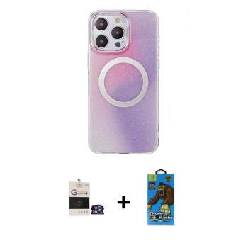 MARSİLYAN™- iPhone 14 Pro Max Kılıf Pusula Form - Siyah 18D Cam Ekran Koruyucu + Bilvis Titan Kamera Lens - GS
