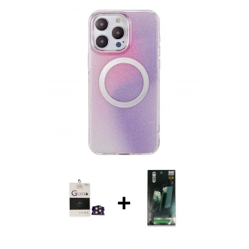 MARSİLYAN™- iPhone 14 Pro Max Kılıf Pusula Form - Siyah 360 Mat Full Body Arka Koruyucu + Bilvis Titan Kamera Lens - GD