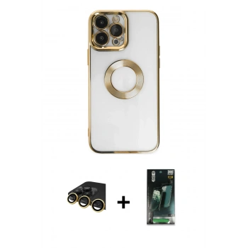 MARSİLYAN™- iPhone 14 Pro Max Kılıf Pusula Form - Siyah 360 Mat Full Body Arka Koruyucu + Raze Metal Kamera Lens - GD