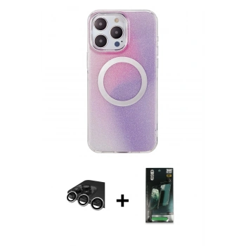 MARSİLYAN™- iPhone 14 Pro Max Kılıf Pusula Form - Siyah 360 Mat Full Body Arka Koruyucu + Raze Metal Kamera Lens - GS